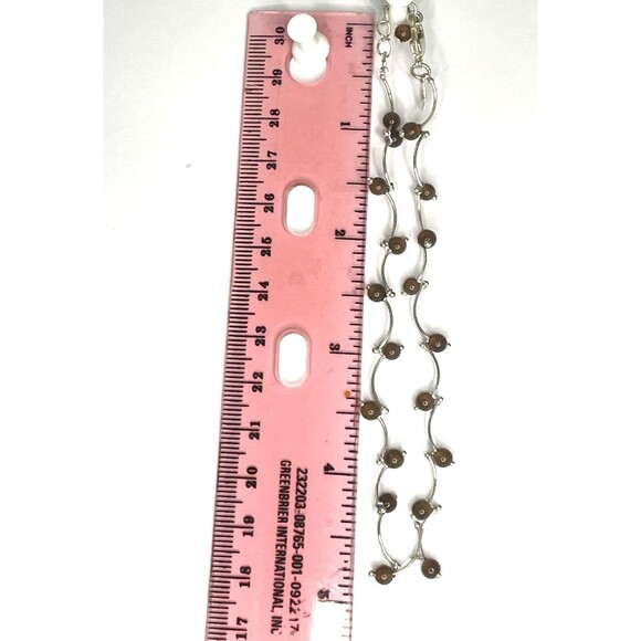 Vintage Avon Cat's Eye Vine Silver Tone Link brown Bead Bracelet or Anklet - Picture 7 of 7